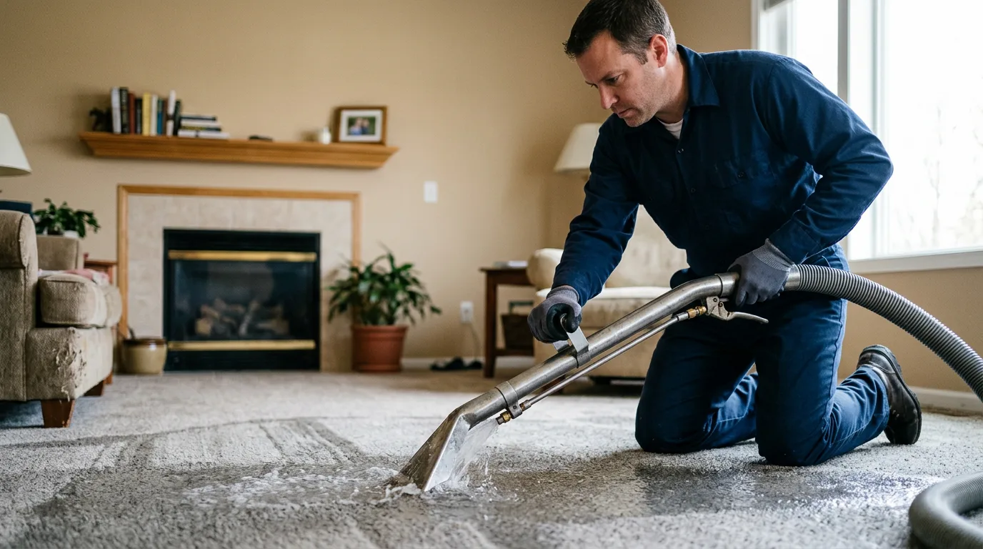 Water damage restoration technician working near Canalou, MO